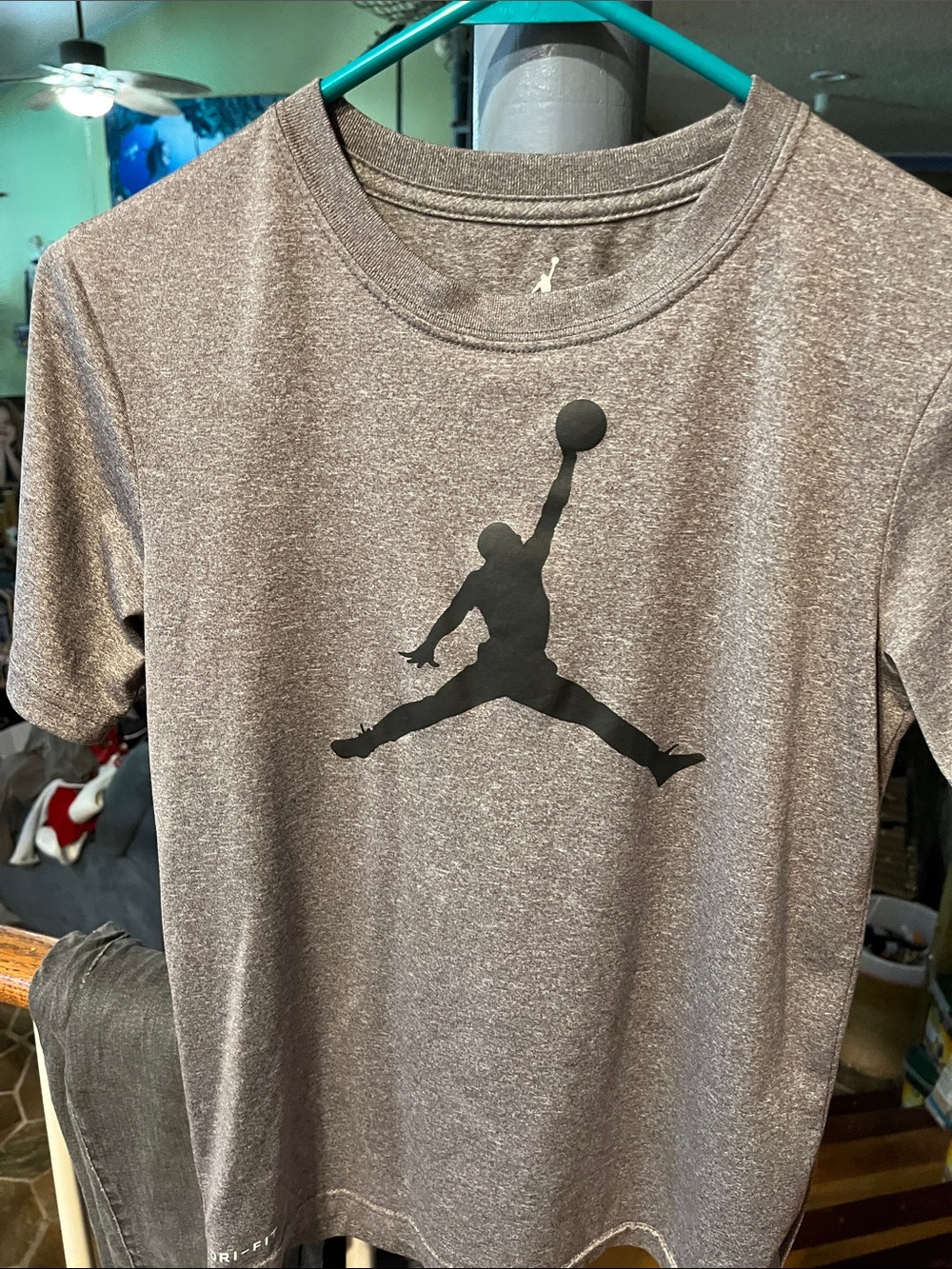 Kids Athletic Tee - Grey with Black Jumpman Logo